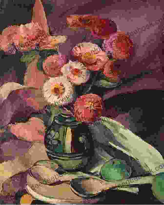 Oil Painting By Ion Theodorescu Sion Featuring A Ceramic Vase And Flowers 77 Color Paintings Of Ion Theodorescu Sion Romanian Post Impressionist Painter (January 2 1882 March 31 1939)