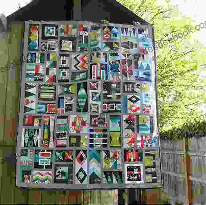 Patchwork City Quilt Showcasing A Vibrant Mix Of Fabrics And Patterns, Resembling An Urban Street Scene URBAN QUILTING GUIDE: MODERN URBAN QUILT PATTERNS AND PROJECTS FOR ALL LEVEL QUILTERS